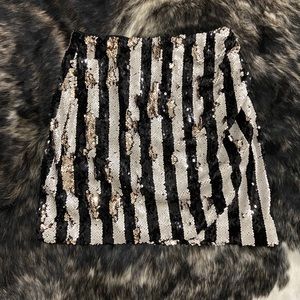 VICI sequin striped mini skirt